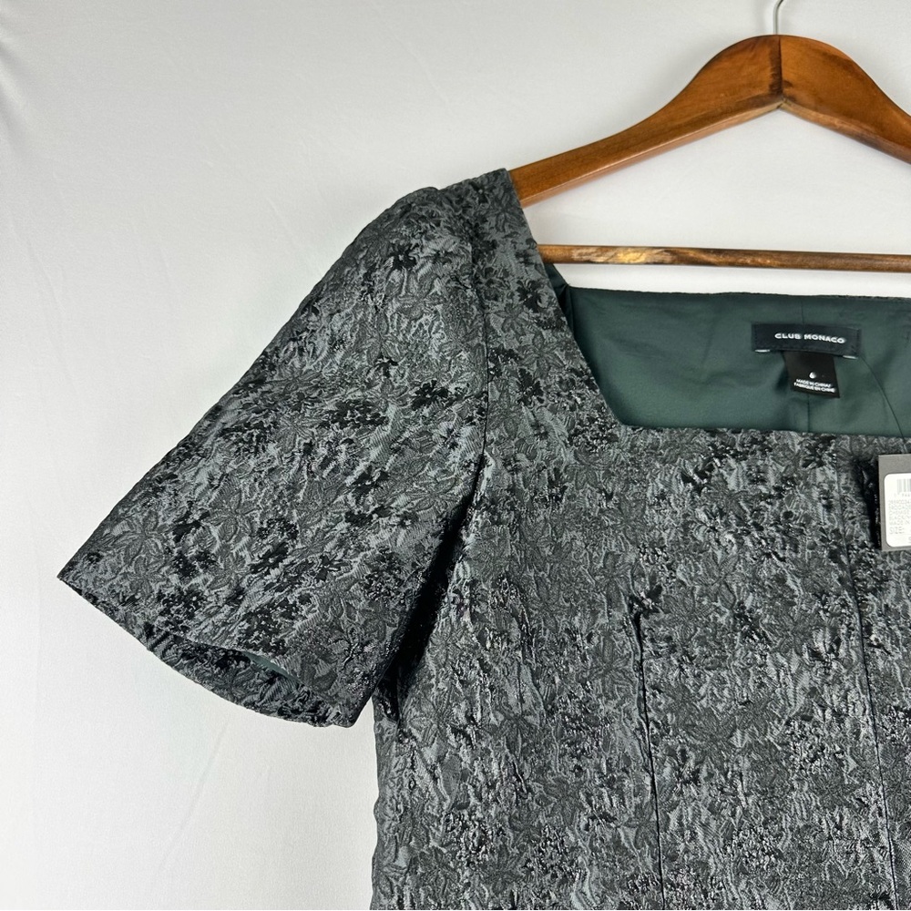 CLUB MONACO Women Brocade Puff Sleeve Square Neckline Blouse Top - Picture 5 of 14